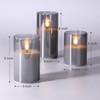 Eywamage Smoke Grey Glass Flameless Candles with Remote, Ribbed LED