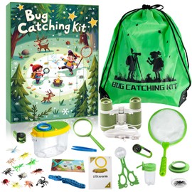 MH MYLUNE HOME Bug Catching Kit Advent Calendar 2025-24 Days Kids, Educational Nature Exploration Gift Set for Boys and Girls, Butterfly Net, Bug Catcher for Kids Outdoor