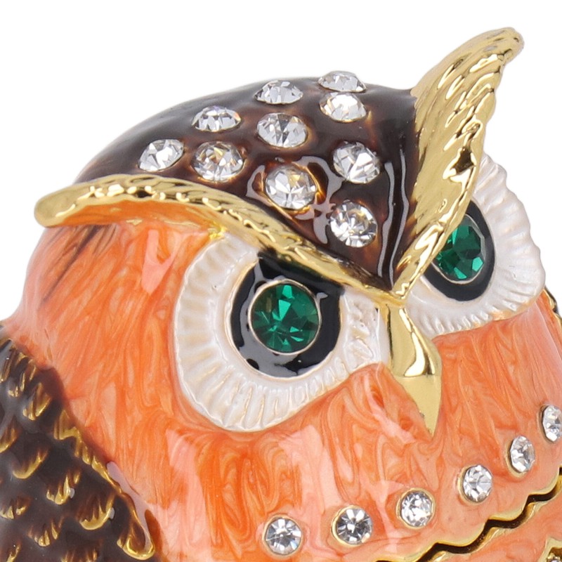 Owl Trinket Box Cute Appearance Brown Metal Jewelry Box for