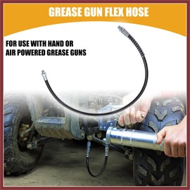 HEROFFIX 2pcs 28 Inch Universal 1/8" NPT Grease Gun Flex Hose - Trailer Flex Grease Hose Extension Non-Slip - Metal Black Vehicle Components Replace Parts