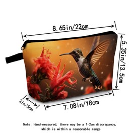 MoCaliduccious Hummingbird Flowers Makeup Bag for Women Travel Cosmetic Organizer Bag Teacher Appreciation Gifts Small Zipper Toiletry Bag