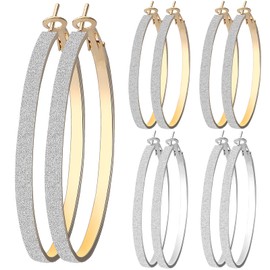 6 Pairs Hoop Earrings Set, Hypoallergenic Big Circle Beading Earrings Classic Christmas Round Hoop Earrings for Women Wedding Party Favor Gifts(Golden, Silver)
