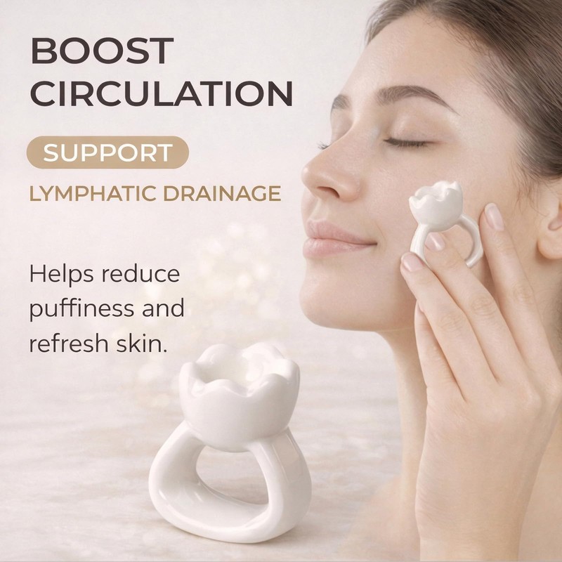 Ceramic Gua Sha Facial Tools, Ergonomic Grip Gua Sha Ring
