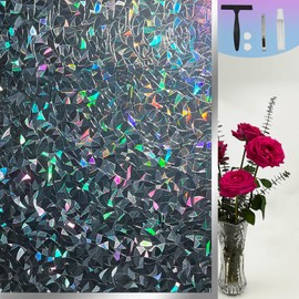 COUNTEWOL Blackout Window Film，Sun Blocking Window Privacy Cover for Glass Removable Darkening Dark Black Out Window Cover Tint Shades for Home Day Sleep Light Blocker（ Black Rainbow 17.5 x 157.4 in）