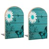 Butterflies Sunflower in Wooden Book Ends Decorative Wood Bookends for