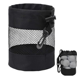 Golf Ball Bags,Nylon Mesh Ball Bag with Drawstring, Pouch for Golf Accessories (Black)
