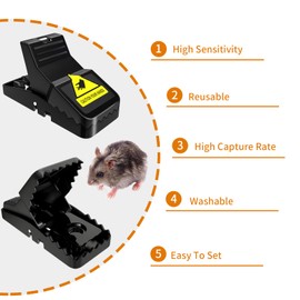 Mouse Traps Indoor for Home: Small Mice Trap for House Indoor Kill - 6 Pack Easy Set Mousetrap That Work Professional Reusable Mouse Killer, Quick Effective Snap Traps with Detachable Bait Cup