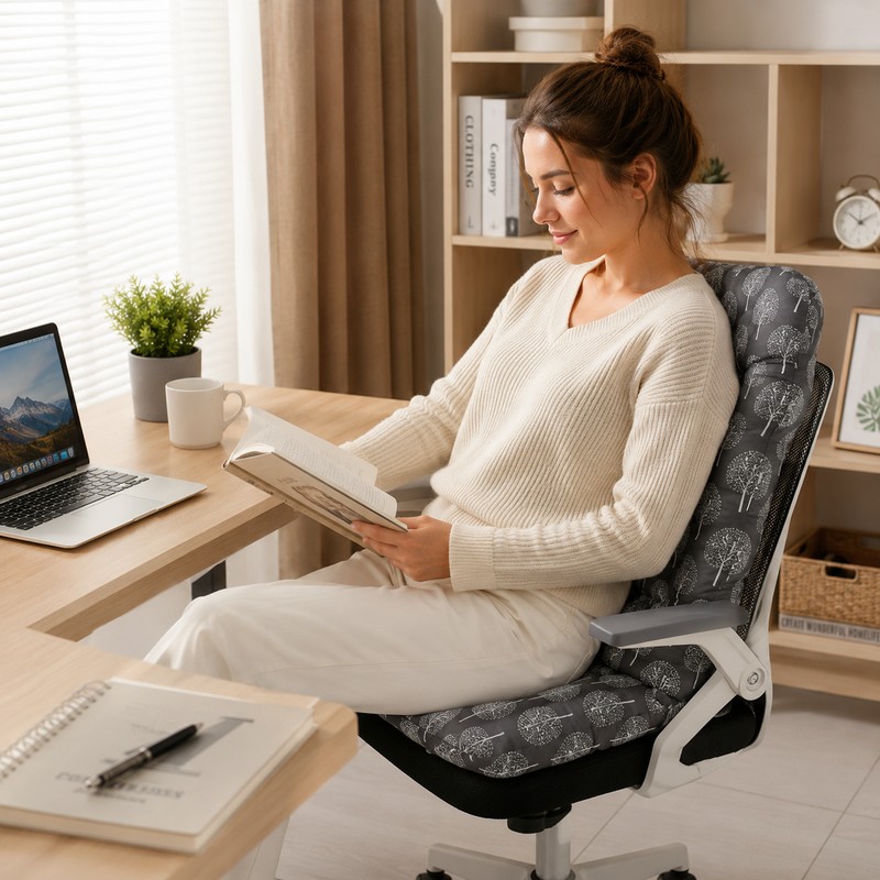 Ergonomic Seat Cushion with Back Support for Sitting – Memory
