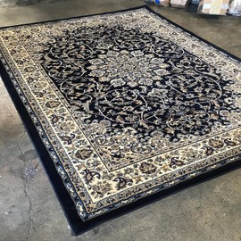 Deir Debwan Traditional Square Area Rug 330,000 Point Dark Blue Design 603 (7 Feet 9 Inch X 7 Feet 9 Inch Square)