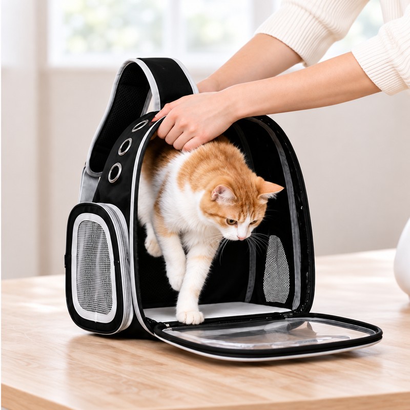 Transparent Pet Backpack Carrier for Cats & Small Dogs, Ventilated