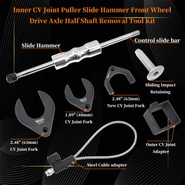 Yuesstloo Inner CV Axle Puller Removal Tool with Heavy Duty Slide Hammer, 63mm 48mm CV Joint Fork, Outer CV Joint Adapter and Steel Cable Adapter, Front Wheel Drive Axle Half Shaft Removal Tool Kit