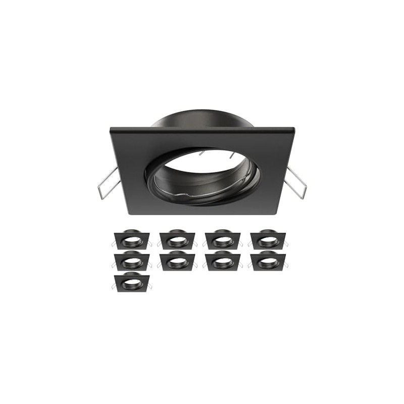 ledscom.de 10 Pieces Ceiling mounting Frame RIR, Angular, swivelling, Black