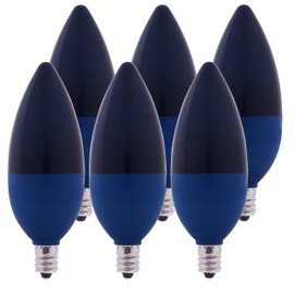 Bioluz - Bombillas LED para candelabros azules de 4 W, 25 W, base C37 E12, ángulo de haz de 120°, certificación UL, decoración navideña, paquete de 6
