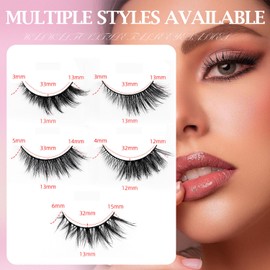 WALWAL Fox False Eyelashes - Natural Curly 3D Volume Fake Mink Lashes, Perfect for Cat Eye Makeup! Fluffy, Light and Attractive (Fox Style F, 5 Pairs)