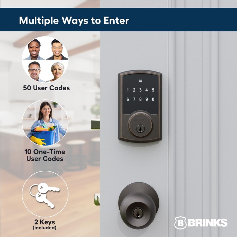 Brinks Keyless Entry Electronic Touchpad Door Lock - Backlit Keypad