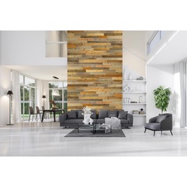 TIMBERCHiC 100% Real Reclaimed Wood Planks for Walls - Peel-and-Stick Wall Panels for Interior Decor - DIY Accent Wall Panels (5" Wide, 10 Sq. Ft., River Planks)