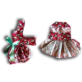 Genérico Vestido para Perro y Gato, Estampado de Pandas, Tela Ligera con Moño de Satín Verde Menta y Encaje (Panda Rosa, Small)