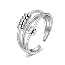 Shuxin 925 Sterling Silver Anxiety Ring for Women Men, Adjustable Thumb Open Rings for Women, Solid Silver Vintage Spinner Rings for Anxiety Stress Relief, Fidget Rings for Anxiety Women Men