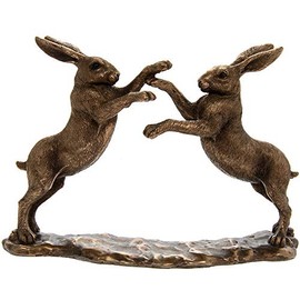 Reflections by The Leonardo Collection Reflections Bronzed Boxing Hares, Resin, H15cm