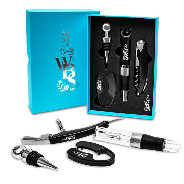 WBS Wine Opener Set- Corkscrew, Foil Cutter, Bottle Stopper, Aerator