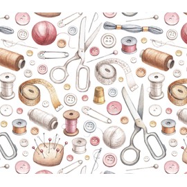 Stesha Party Seamstress Wrapping Paper, Gift Wrap Women Mom Grandma, 30 x 20 Inch (3 Sheets)