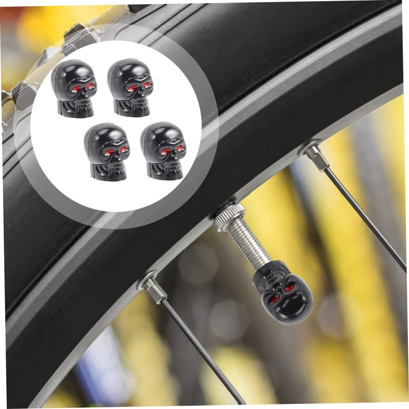 MAGICLULU 4pcs Skull Style Tire Valve Stem Caps Leak Truck