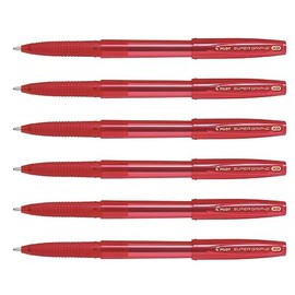 PILOT 6 Super Grip G Extra Wide Tip Ballpoint Pens XB Red