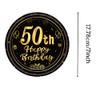 YAAVAAW Happy 50th Birthday Paper Plates 7” Black and Gold,16Pcs
