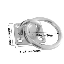 JVHLOV 4 Pcs 30mm x 35mm Tie Ring on Plate, Tie ring galvanized with Mounting plate Ring, for Connectivity Horses Bar ring Crib ring To tie hooks