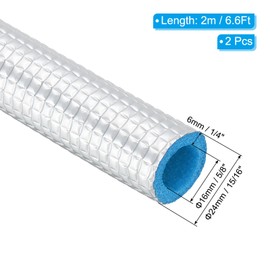 PATIKIL 6.6Ft Pipe Insulation Foam Tubing, 2Pcs 5/8"(16mm) ID 15/16"(24mm) OD Heat Preservation Foam Tube Cover Wrap with Aluminum Foil for AC Unit Air Conditioner Water Pipe, Silver Blue