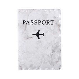 MANJIAMEI Universal Passport Holder for Women, Marble Passport Cover for Men, PU Leather Passport Protector Travel Wallet Case Card Holder for Cash Credit Card Boarding Passes (Grey)