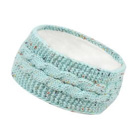 JK Home Winter Cable Knitted Thick Headbands, Ear Warmer Hairband Knit Chunky Head Wraps with villus Lined, Elastic Thermal Headwrap Hat Turban for Women Girls Outdoor Sports Colored Dot Light Green