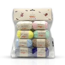 Sensy Velvet Slim Mini Collection Yarn for Crocheting, Baby Blanket, Chenille, Amigurumi, 0.88 oz, 54.5 Yards, Gauge 3 Light (8 Skeins - Pastels)