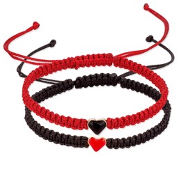 Fuqimanman2020 1 Pair Love Heart Beaded Matching Bracelets Colorful Rope Adjustable for Him and Her Couples Matching Friendship Long Distance Promise BFF Jewelry-A
