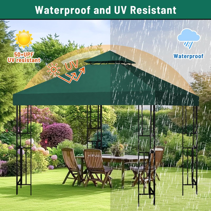 10x10 Canopy Replacement top Double Tiered Polyester Replacement Canopy for