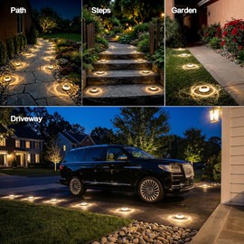 Paquete de 12 luces solares de tierra para iluminación de paisaje de 3000 K, luces solares para exteriores, IP67, impermeables, para jardín, para casa, patio, camino, césped, terraza, entrada