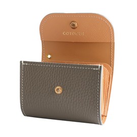 COTOCUL Mini Wallet, Genuine Leather, Italian Leather, No Bill Folding, Small Wallet, Women's, beige, (greige)