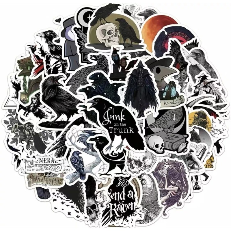 Unbranded 10pcs Gothic Plague Raven Stickers- Scrapbooking/C