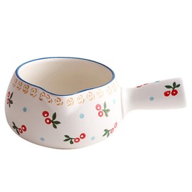 Angoily 1pc Strawberry Milk Pan Ceramic Cooking Pot Milk Boiling Pot Chess Melt Pot Milk Warmer Pot Ceramic Saucepan Butter Melting Pot Cooking Pots Kitchen Pot Baby Single Handle Ceramics