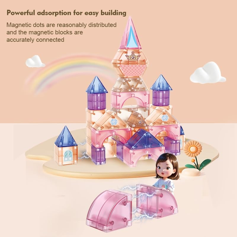Magnetic Blocks for Toddlers Toys, 3D Translucent Magnet Building Cubes