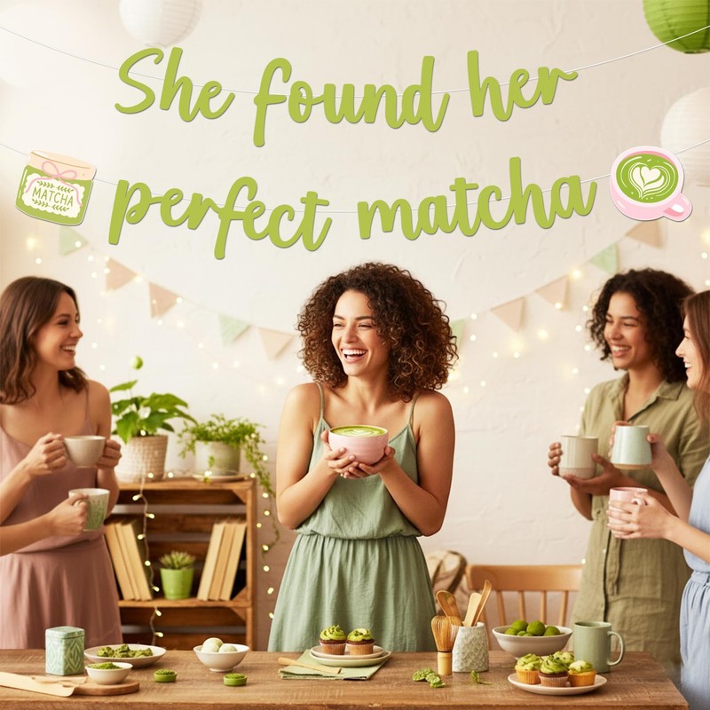 She Found Her Perfect Matcha Banner Matcha Lover Party Decorations
