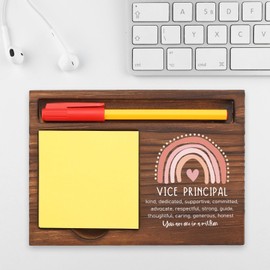 Appreciation Thank You Vice Principal Gift, Inspirational Vice Principal Office Decor, Thank You Ideas Desk Decor for Retirement, New Job, Motivational, Wooden Self-Stick Note Pad Holders TBC74