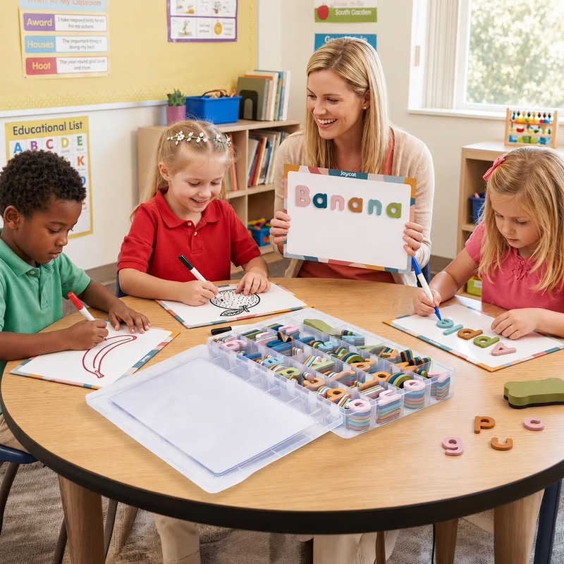 JoyCat Morandi Magnetic Letters Kit 240PCS, Double-Sided Magnetic Board