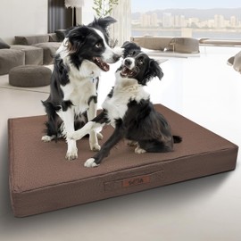 Sytopia 36-Inch Indestructible Chew-Resistant Dog Bed – Large, Waterproof & Orthopedic Pet Bed for Outdoor Use, Supports Up to 60 lbs, Machine-Washable, Great for Crates – Caramel Brown