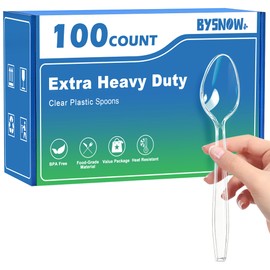 100 Count Clear Plastic Spoons Disposable Heavy Duty Cutlery Set