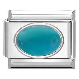 Quiges - 9mm Italian Style Charm Link Module Stainless Steel Cateye Blue for Italian Style Bracelets