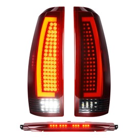 Cenfeild Tail Lights Assembly [LED Kit] + 3rd Third Brake Cargo Lamp Compatible with Chevy Avalanche 2007-2012 Taillights, High Mount Stop Light Rear Taillights, Black Housing Red Lens, 3 Pcs
