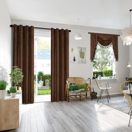 ELKCA Thick Chenille Window Curtains Valance for Living Room Chocolate Waterfall Valance for Bedroom Small Window Treatment, Rod Pocket,1 Panel (Chocolate, W39inch)