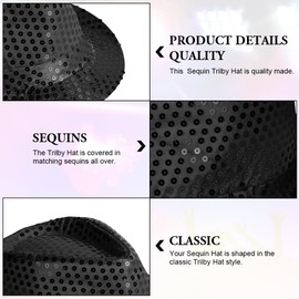 Aomig Sequin Hat, Glitter Jazz Caps for Adult, Sequin Fedora Hat for Party, Hip-Hop Sequin Hat Fancy Dress, Shiny Disco Hat for Hen Party Night Jazz Dancers Gangsters Rapper Cowboy Mardi Gras Black