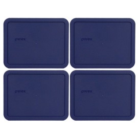 Pyrex Bundle - 4 Items: 7211-PC 6-Cup Blue Plastic Food Storage Lids